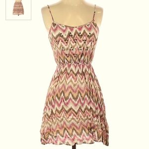 Urban Outfitters - Lucca Couture - dark magenta, tan, and cream Ikat dress
